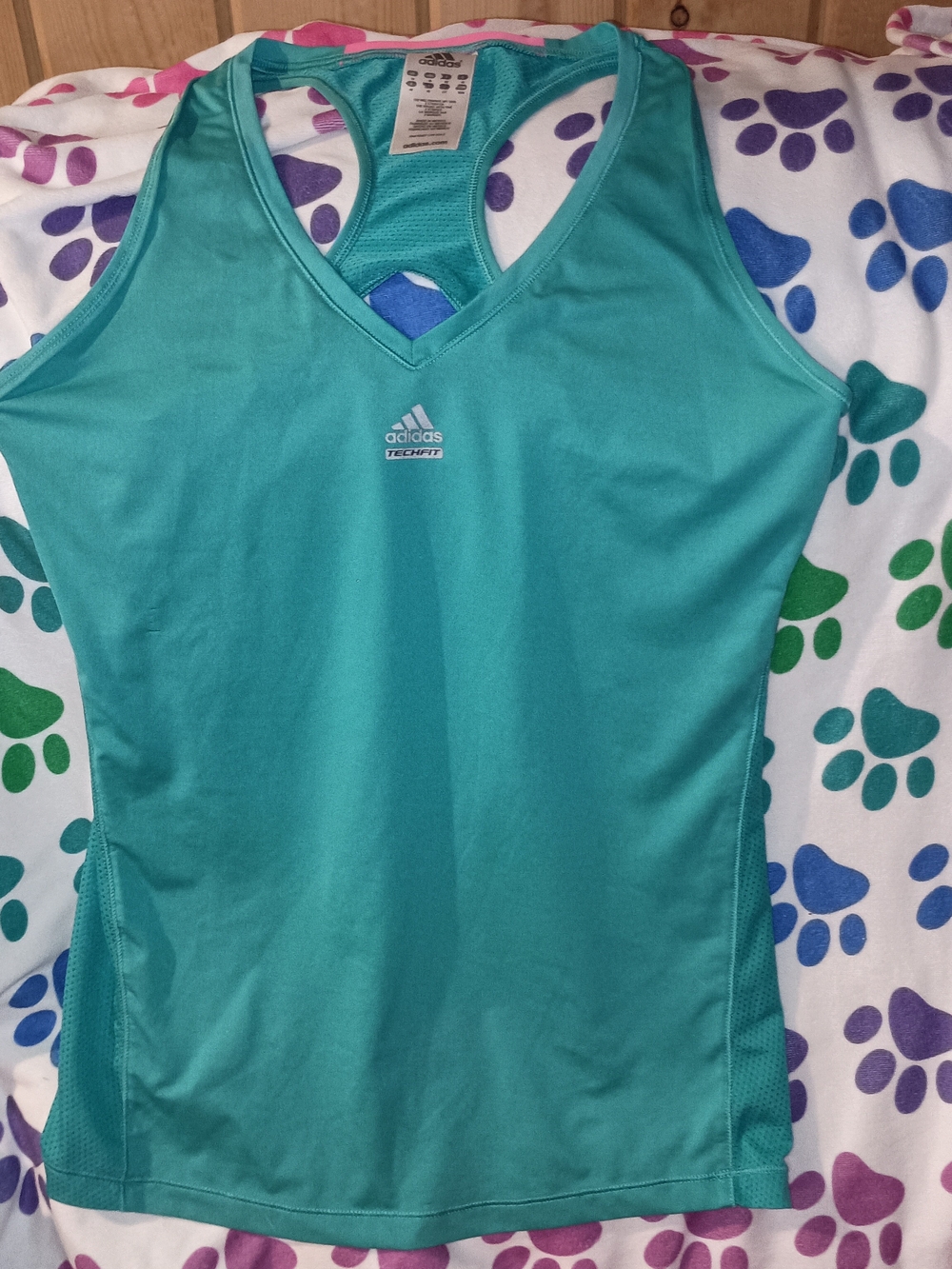 adidas Teal Racerback V-Neck Performance Tank Top M